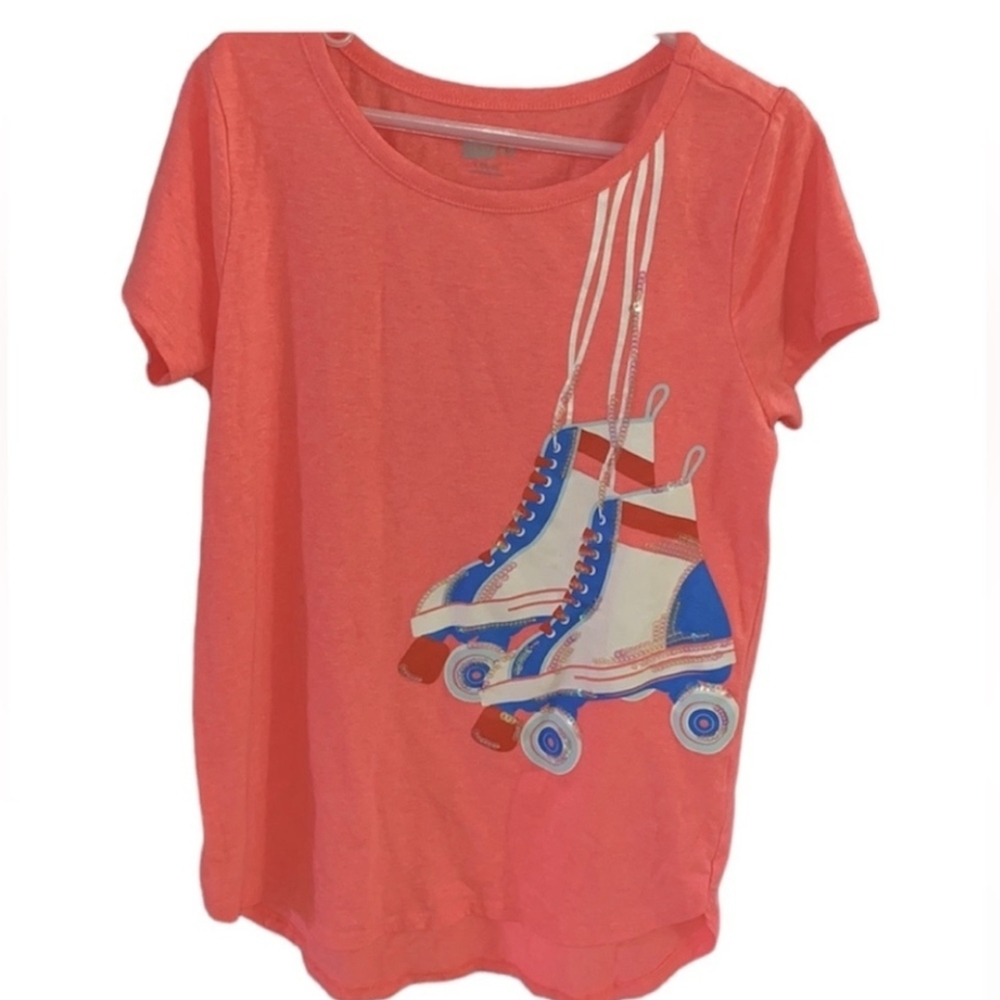 Crazy 8 Roller Skate sequin tee, Large 10/12, high low hem, skating, Barbie